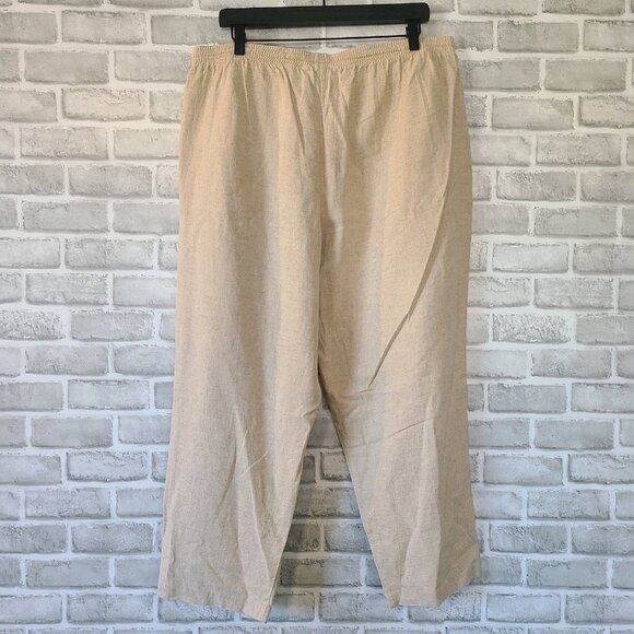 Napa Valley Linen Blend Natural Lounge Pants Drawstring 18W - Picture 2 of 8